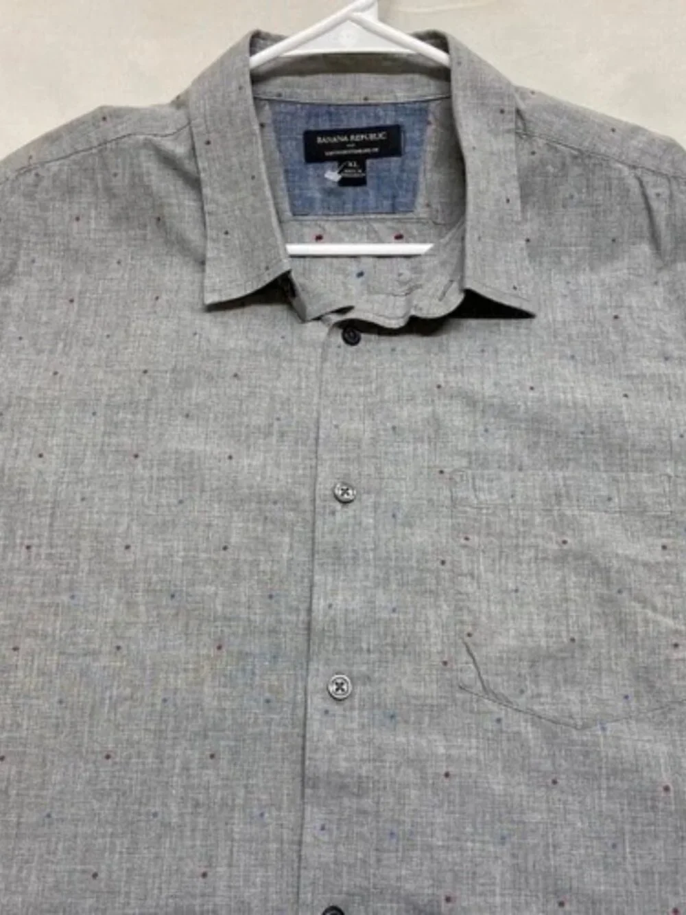 Banana Republic Dress Shirt Men's XL Grey Confetti Soft Wash Standard‎ Fit EUC